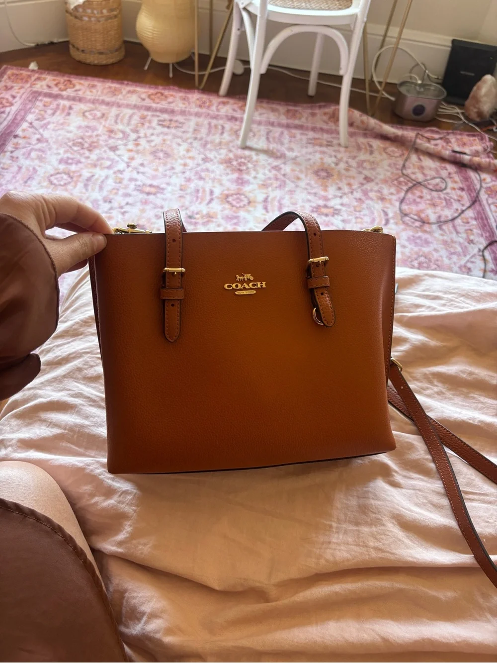 COACH Mollie Tote (Saddle Brown/Rich Ginger)